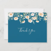 赤面クラシックボホワイルドフラワーフラット結婚ズ サンキューカード (正面)