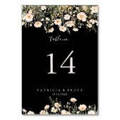 赤面クラシックボホワイルドフラワーブラック結婚ズ テーブルナンバー (裏面)