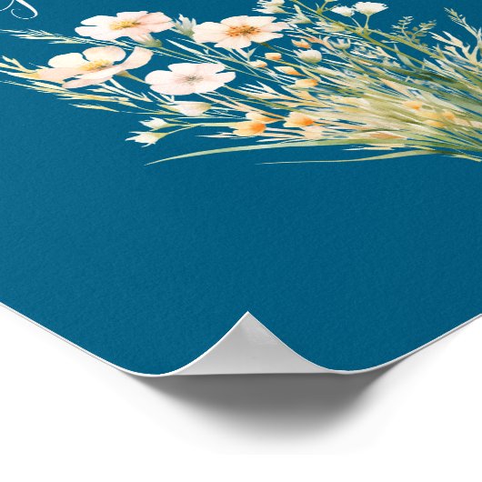 赤面クラシックボホ山花カードとギフトサイン ポスター (角)