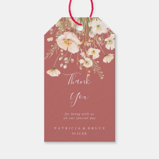 赤面クラシックワイルドフラワーの結婚ありがとう ギフトタグ (正面)