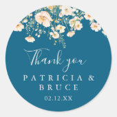 赤面クラシックワイルドフラワーサンキュー結婚式の引き出物 ラウンドシール (正面)