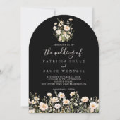 赤面クラシックワイルドフラワーブラック結婚ザ・オブ 招待状 (正面)