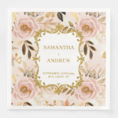 赤面クラシック金ゴールド結婚紙ナプキンス (正面)