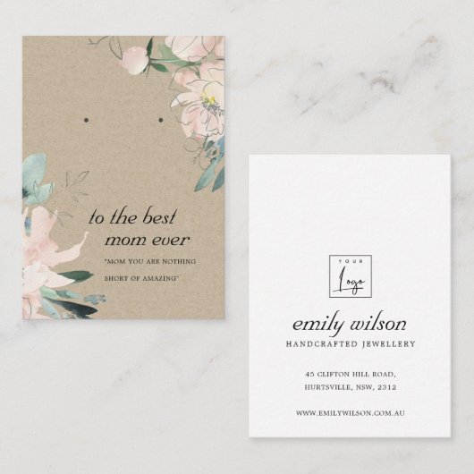 赤面クラフトフローラ母ギフトイヤリング表示カード プレイスカード (正面/裏面)