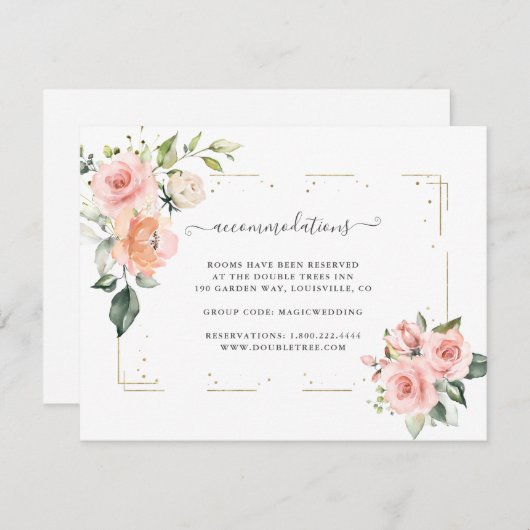 赤面クリームフラワー結婚ズ金ゴールドの宿泊施設 エンクロージャーカード (正面/裏面)