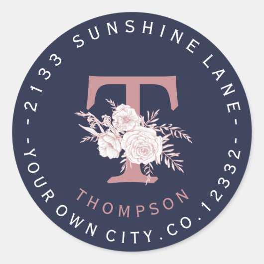 赤面クリームフローラモノグラムサーキュラー住所 シール (正面)