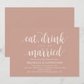 赤面クリーム素朴のリ結婚ハーサルディナー 招待状 (正面/裏面)