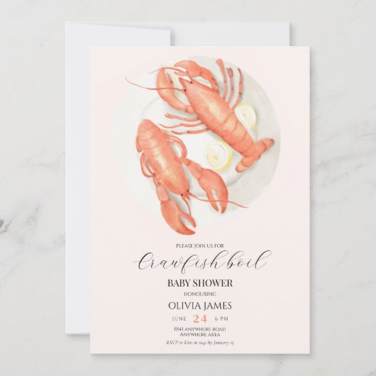 赤面クロウフィッシュのベイビーシャワー 招待状 (正面)