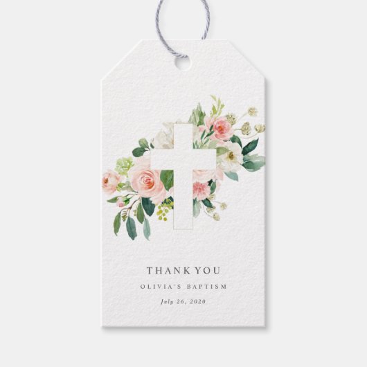 赤面クロスバプテスマ感謝してい《キリスト教》洗礼式や命名式ギフトラベル ギフトタグ (正面)