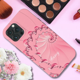 赤面クールピンクシェードフラクタルアートスワール名 iPhone 13 PRO MAXケース