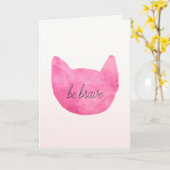 赤面グラデーションピンクキャットビー感動的ブ カード (黄色い花)
