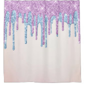 *~*赤面グラデーションピンクドリップグリッターAP7 シャワーカーテン (正面)