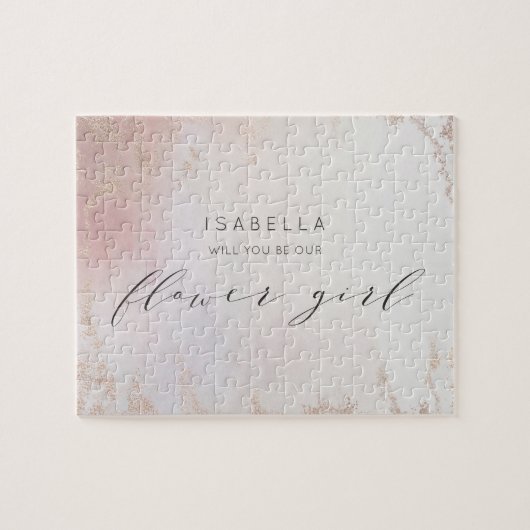 赤面グラデーションピンクフロステッドフォイルフラワーガール提案 ジグソーパズル (横)