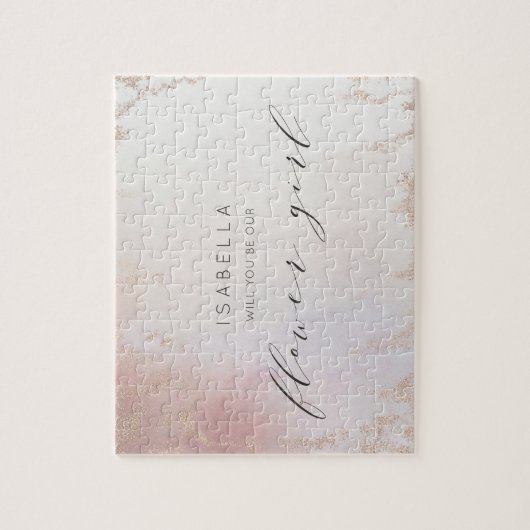 赤面グラデーションピンクフロステッドフォイルフラワーガール提案 ジグソーパズル (縦)