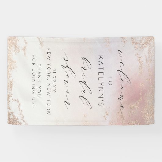 赤面グラデーションピンクフロステッドブライダルシャワー歓迎 横断幕 (横)