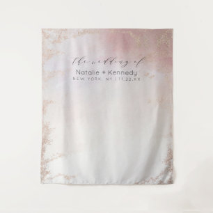 赤面グラデーションピンクフロステッド箔フォトブース背景 タペストリー