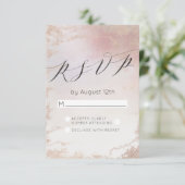 赤面グラデーションピンクフロステッド箔結婚式RSVP返信 出欠カード (スタンド正面)