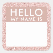 赤面グリッターこんにちは私の名前はステッカー スクエアシール (正面)