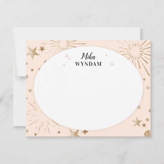 赤面グリッタースターとFireworksノートカード ノートカード (正面)