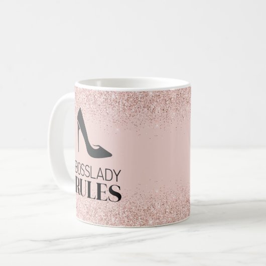 赤面グリッターボスレディールールパーソナライズされた コーヒーマグカップ (正面左)