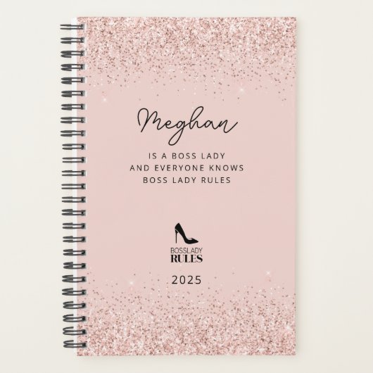 赤面グリッターボスレディールールパーソナライズされた プランナー手帳 (正面)