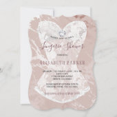 赤面グリッター大理石とブルゴーニュのランジェリーシャワー 招待状 (正面)