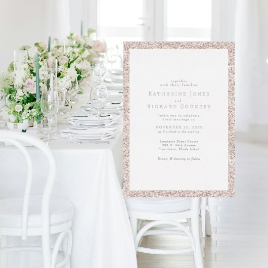 赤面グリッター画像なし結婚親の銀 箔招待状