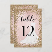 赤面グリッター花嫁ドレステーブルナンバーカード (正面/裏面)