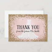 赤面グリッター花嫁フューチャー夫人サンキューカード (正面/裏面)