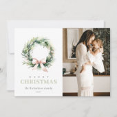 赤面グリーンクリスマスリース水彩写真 シーズンカード (正面)