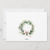 赤面グリーンクリスマスリース水彩写真 シーズンカード (裏面)