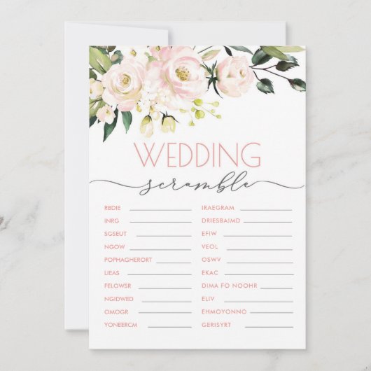 赤面グリーンフローラ結婚のワードスクランブルゲーム 招待状 (正面)