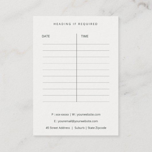 赤面グリーンメイクアップアーティスト宇宙学者アポイントメント 予約カード (裏面)