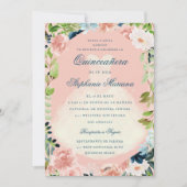 赤面グリーンリーロマンティックキンセアニラドレス 招待状 (正面)