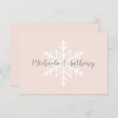 赤面グレースノーフレークウィンターウェディングRSVPカード 出欠カード (正面/裏面)