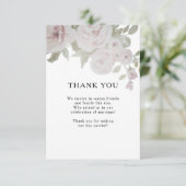 赤面グレーピンクのローズフローラ水色結婚の サンキューカード (スタンド正面)