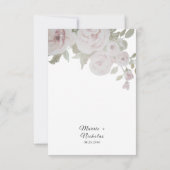 赤面グレーピンクのローズフローラ水色結婚の サンキューカード (裏面)