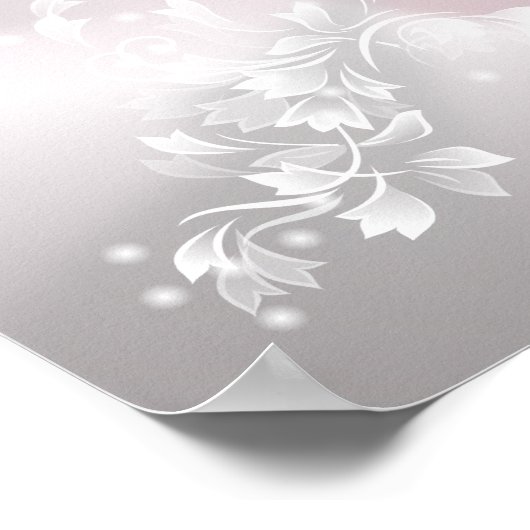 赤面グレーホワイトフローラファンタジー子供部屋 ポスター (角)