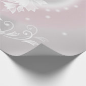 赤面グレーホワイトフローラファンタジー ラッピングペーパー (角)