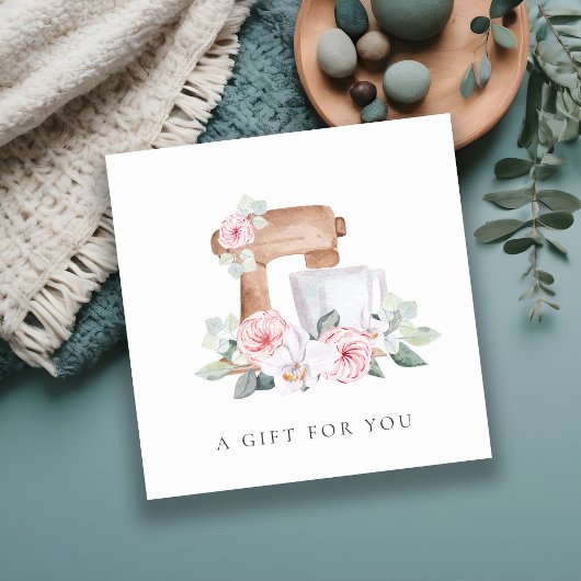 赤面ケーキミキサーケータリングフローラギフト証明書 スクエア名刺