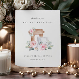 赤面ケーキミキサーフローラレシピカードブライダルシャワー 台座サイン