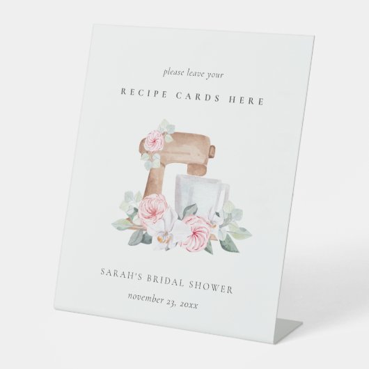 赤面ケーキミキサーフローラレシピカードブライダルシャワー 台座サイン (正面)