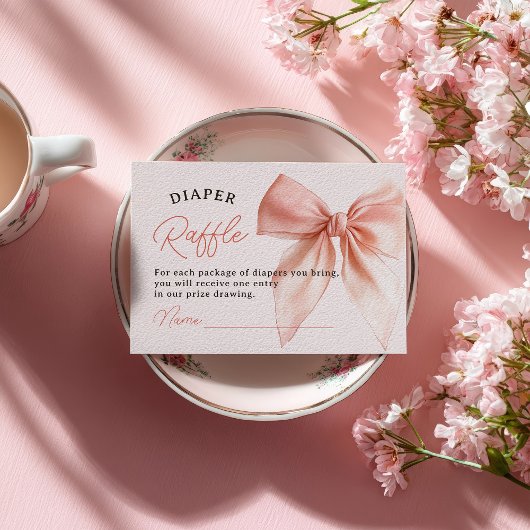 赤面コケット弓おむつラッフルベビーシャワー エンクロージャーカード