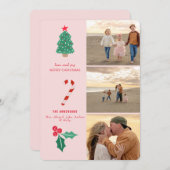 赤面コラージフォトフラットホリデーカード シーズンカード (正面/裏面)