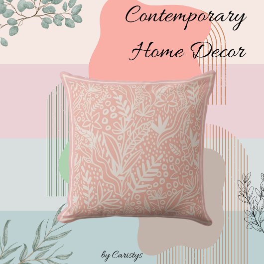 赤面コンテンポラリーピンクと白装飾用クッション クッション