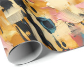 赤面コーラルアクア金ゴールド抽象芸術 ラッピングペーパー (ロールコーナー)