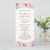 赤面コーラルウォーター色フローラ結婚式 プログラム (スタンド正面)