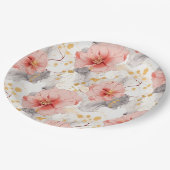 赤面コーラルグレイフローラブライダルシャワー ペーパープレート (アングル)