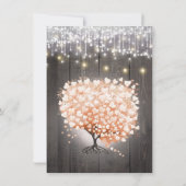 赤面コーラルハートリーフツリーフォレストエレガントな結婚式 招待状 (裏面)