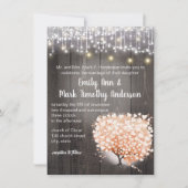 赤面コーラルハートリーフツリーフォレストエレガントな結婚式 招待状 (正面)